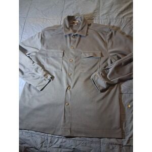 Mercer + Mettle Jacket Shirt‎ Mens XL Navy Blue Long Sleeve Snap Button Casual